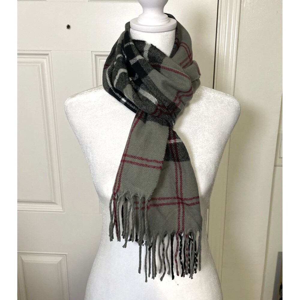 Dockers Unisex Plaid Scarf Gray One Size 12x62" Classic Outdoors Winter NWOT